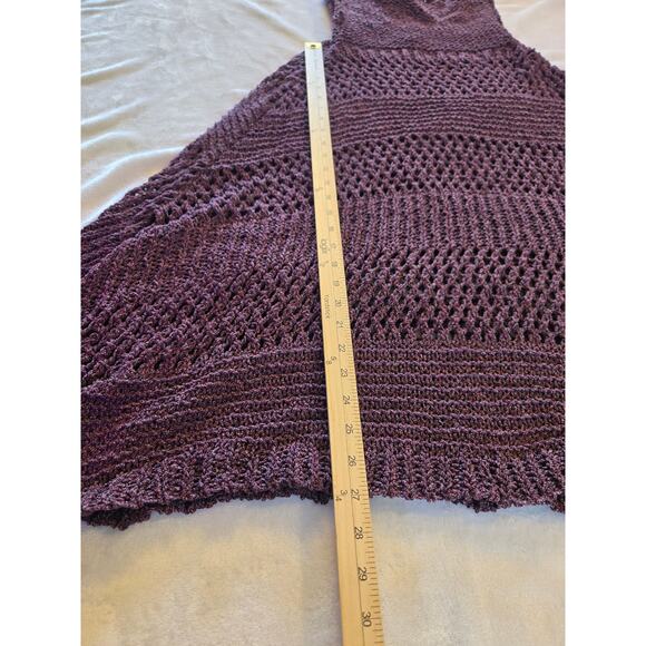 Simply Noelle Burgundy Crochet Poncho NWT  One Size - Picture 6 of 9